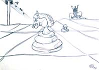 Chess landscape, original drawing by Filip Finger