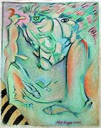 Bushmans dream, Oil pastel on paper by Filip Finger