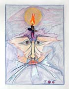 Flaming heart, pastel drawing on paper by Filip Finger