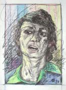 Selfportrait 3, pastel drawing on paper by Filip Finger