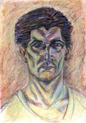 Selfportrait, pastel drawing on paper by Filip Finger