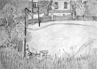 A side-road, pencil drawing by Filip Finger
