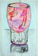 A cristal vase, pastel drawing by Filip Finger